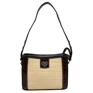 Unbranded Beige And Brown Straw Shoulder Bag